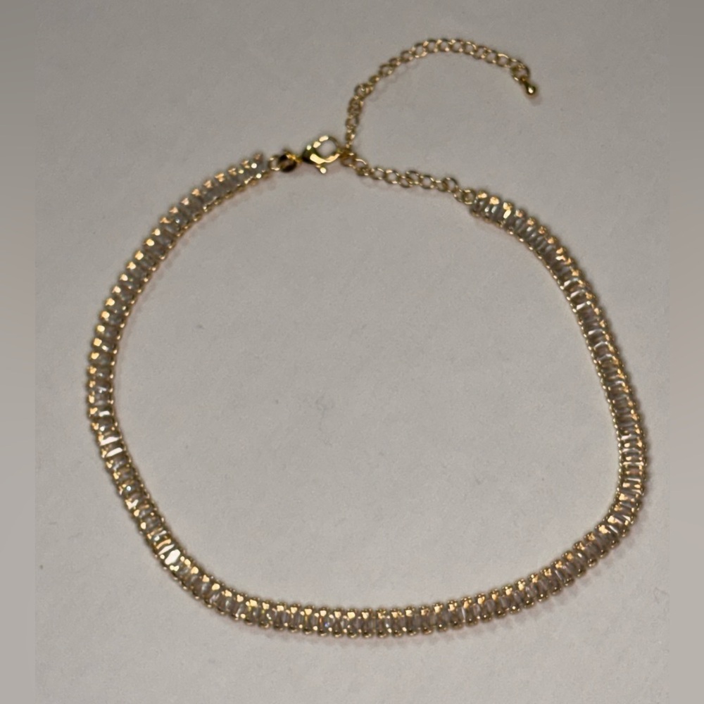 Gold Crystal Tennis Choker Necklace - Unbranded